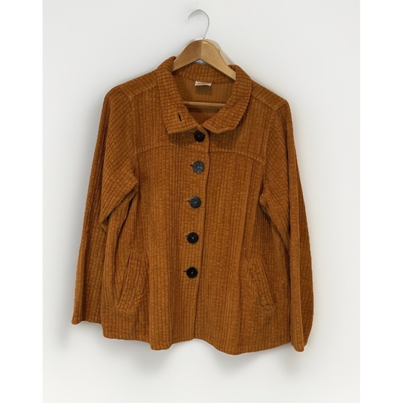 Color Me Cotton CMC Womens Jacket S  Corduroy Swing Pockets Dress Coat Orange - Picture 1 of 8